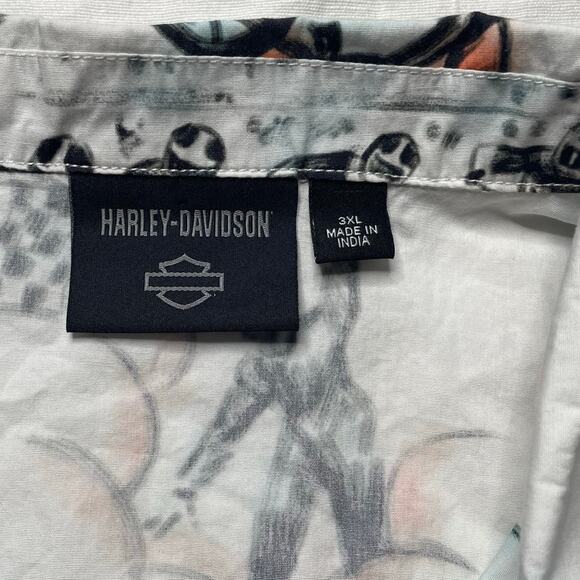 Harley Davidson Twisty Aloha Print Short Sleeve Button Up Shirt 3XL Men's Cotton - Picture 5 of 5